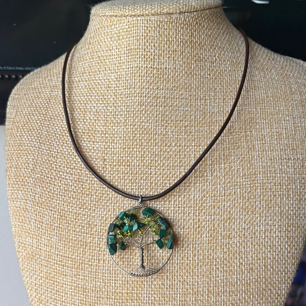 Handcrafted Green Tree of Life Pendant Necklace